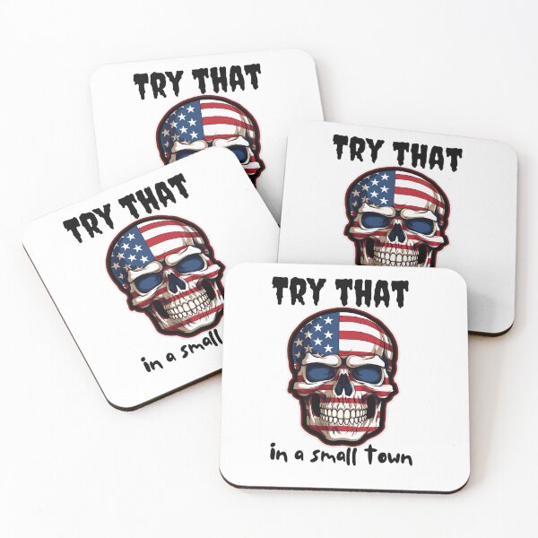 Item preview, Try that in a small town skull in the USA flag colors designed and sold by Socool101.