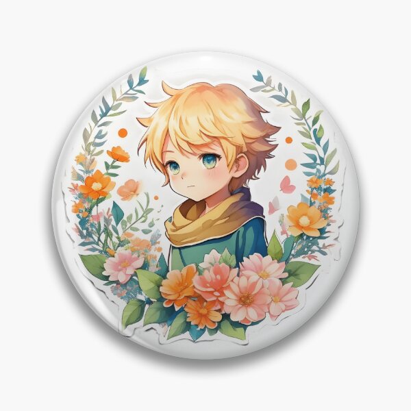 Item preview, Auric Blooms - Charming Anime Blonde Boy with Floral Fantasy designed and sold by CuteArt5639.