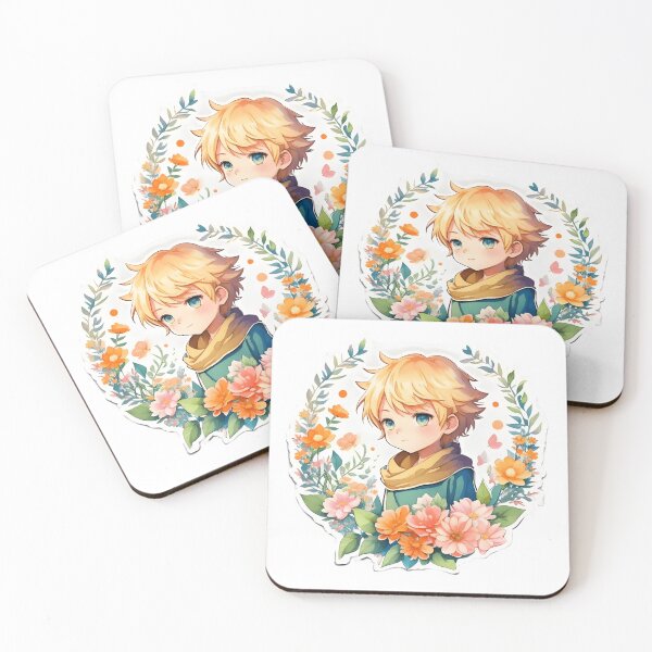 Item preview, Auric Blooms - Charming Anime Blonde Boy with Floral Fantasy designed and sold by CuteArt5639.