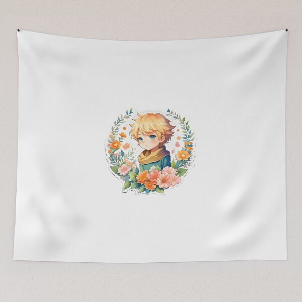 Item preview, Auric Blooms - Charming Anime Blonde Boy with Floral Fantasy designed and sold by CuteArt5639.
