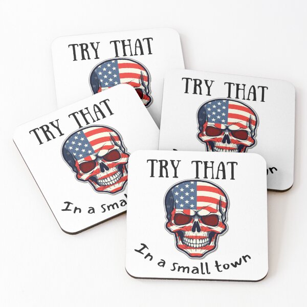 Item preview, Try that in a small town skull in the USA flag with hate  designed and sold by Socool101.