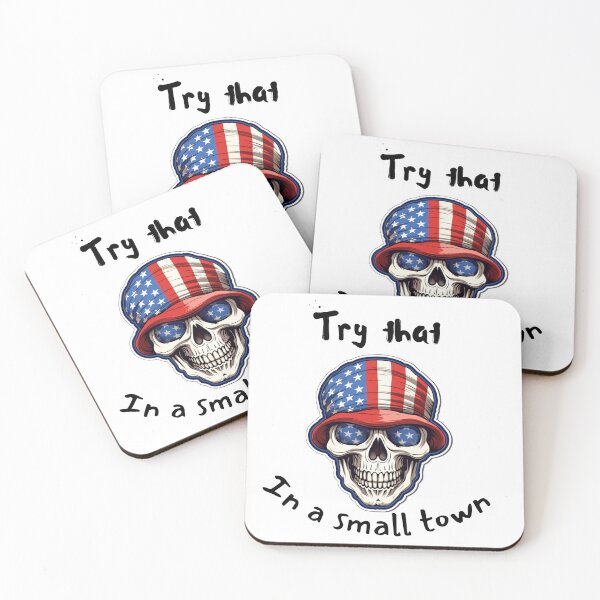 Item preview, Try that in a small town skull in the USA flag with hate and blue eyes designed and sold by Socool101.