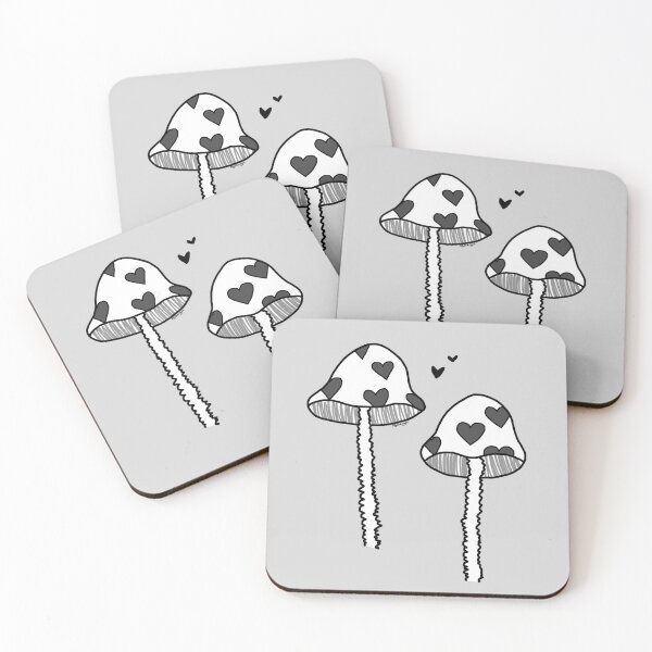 Item preview, Double Black and White Heart Mushrooms designed and sold by SillyStarlight.