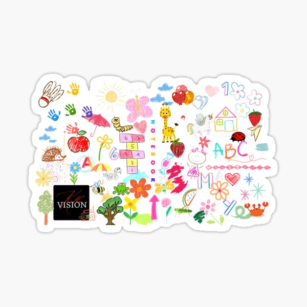 children's drawings, children's painting, Sticker
