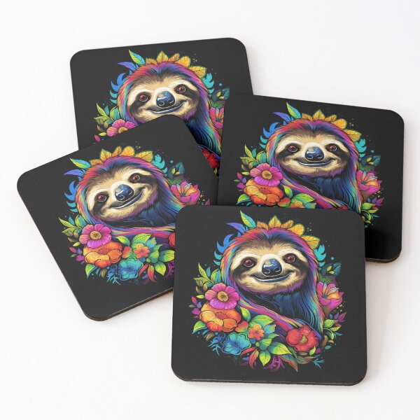 Item preview, Colorful sloth in flowers designed and sold by VolcanRaven.