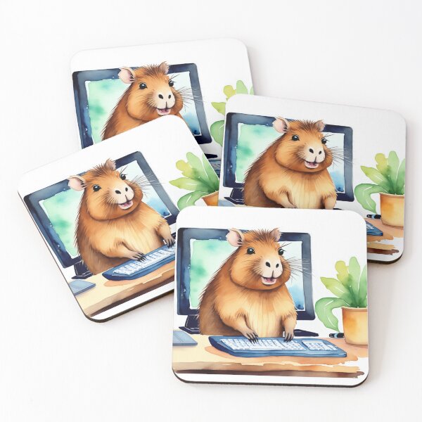 Item preview, Watercolor Working Cute Capybara designed and sold by sleepycharis.
