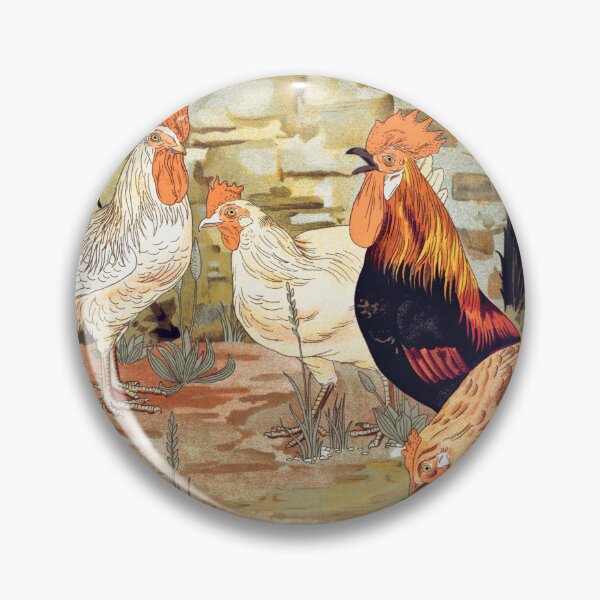 Item preview, Coqs et poules from Lanimal dans la décoration, by Maurice Pillard Verneuil, vintage roosters painting designed and sold by EmeraldeaArt.