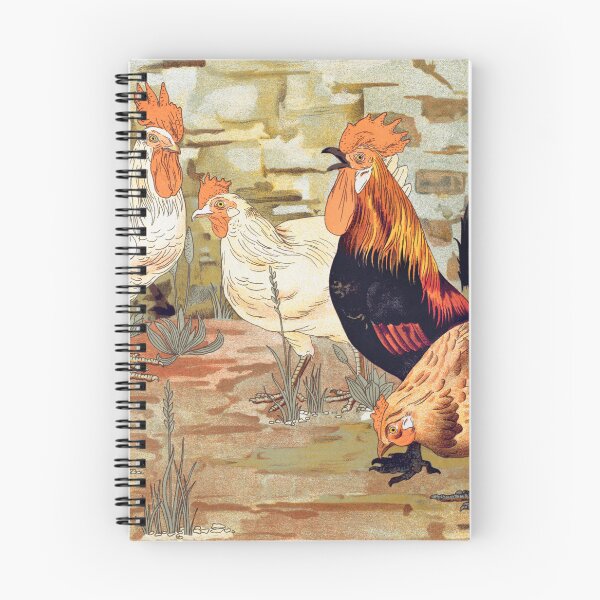 Item preview, Coqs et poules from Lanimal dans la décoration, by Maurice Pillard Verneuil, vintage roosters painting designed and sold by EmeraldeaArt.