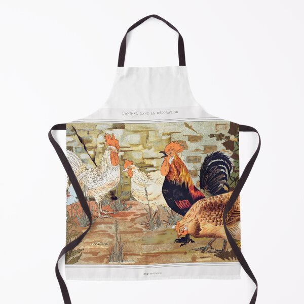Item preview, Coqs et poules from Lanimal dans la décoration, by Maurice Pillard Verneuil, vintage roosters painting designed and sold by EmeraldeaArt.