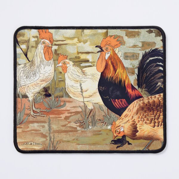 Item preview, Coqs et poules from Lanimal dans la décoration, by Maurice Pillard Verneuil, vintage roosters painting designed and sold by EmeraldeaArt.