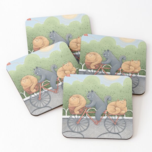 Item preview, Three Cute Cats Riding A Bike designed and sold by Julia Sol.