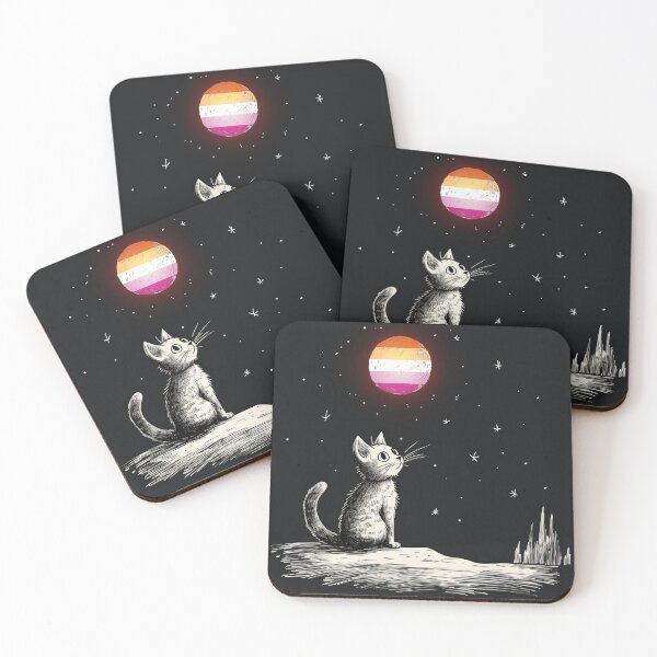 Item preview, New Orange Lesbian Pride Flag Cat Looking At The Moon designed and sold by LynnePham.