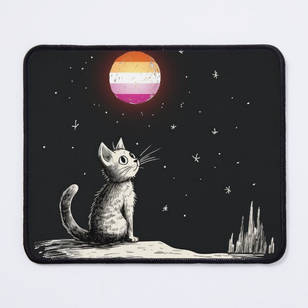 Item preview, New Orange Lesbian Pride Flag Cat Looking At The Moon designed and sold by LynnePham.