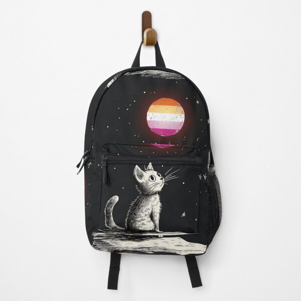 Item preview, New Orange Lesbian Pride Flag Cat Looking At The Moon designed and sold by LynnePham.