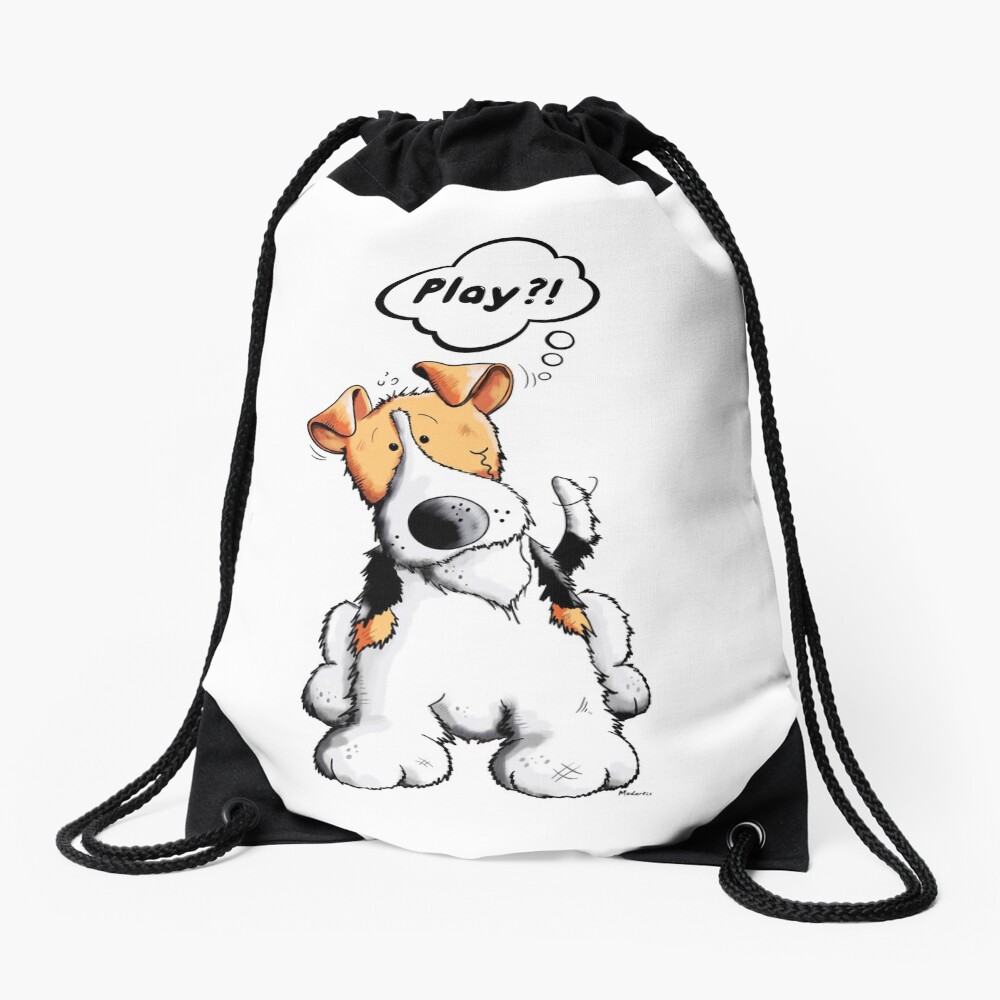 Little Funny Fox Terrier Dog Drawstring Bag