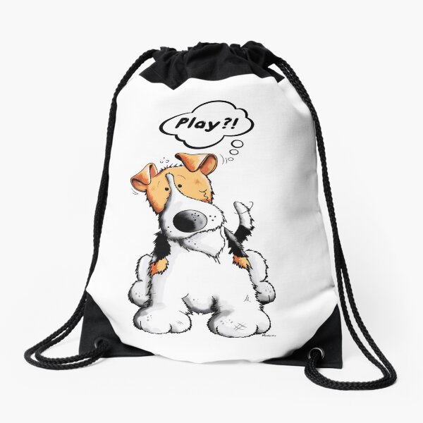 Little Funny Fox Terrier Dog  Drawstring Bag