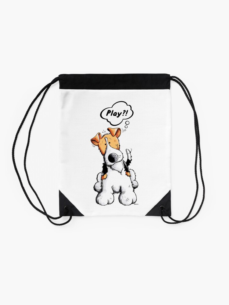 Alternate view of Little Funny Fox Terrier Dog Drawstring Bag