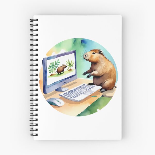 Item preview, Cute Capybara Attempting to Work in Watercolor designed and sold by sleepycharis.