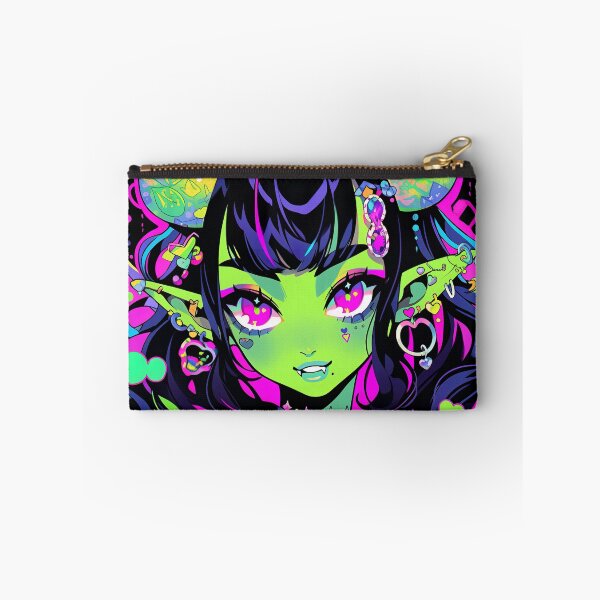 Item preview, Kawaii Bright Green Winged Demon Anime Girl designed and sold by bubblegoth.