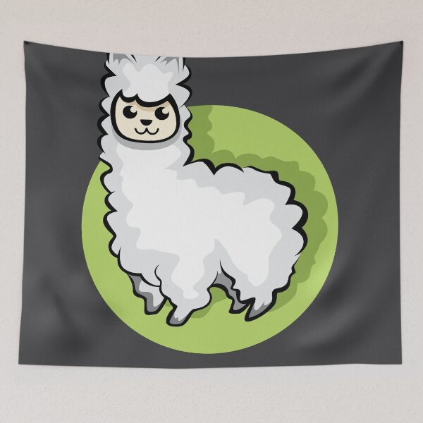 Item preview, cute alpaca on meadow in comic cartoon style designed and sold by AndreMi.
