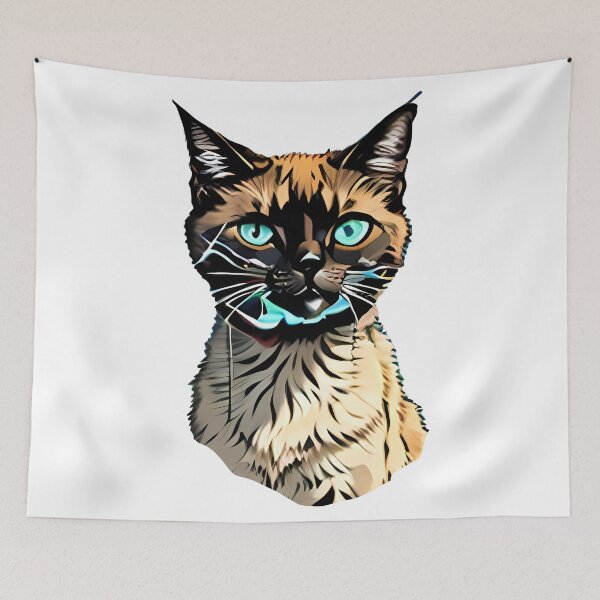 Item preview, Siamese Cat Head 1 Neo Electric Blue Eyes designed and sold by wojysmokes.