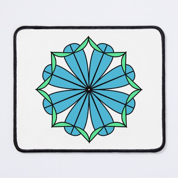 Item preview, blue octopetala green fringe #1 color on white background designed and sold by fishpressink.