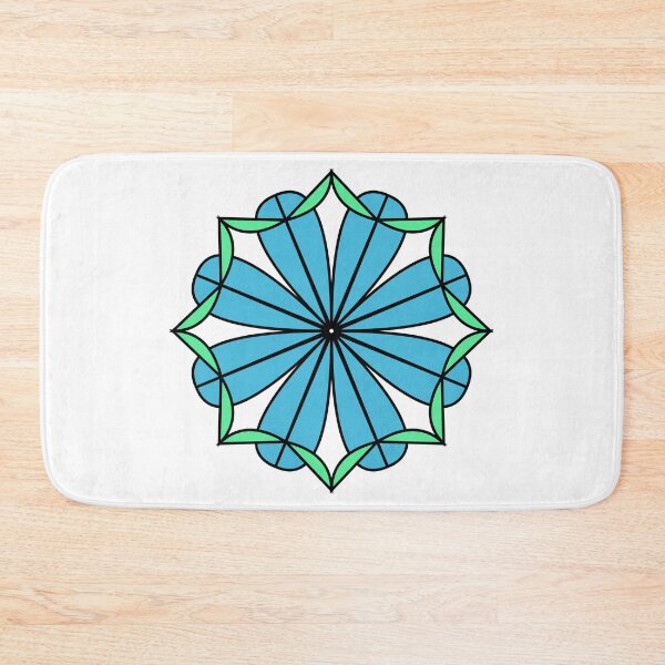 Item preview, blue octopetala green fringe #1 color on white background designed and sold by fishpressink.
