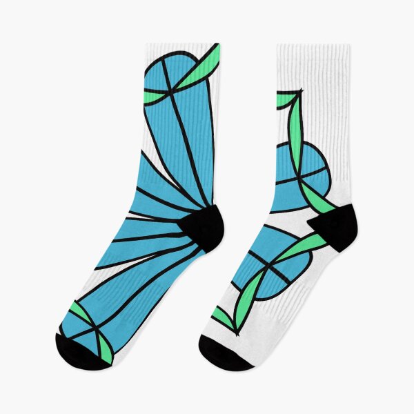 Item preview, blue octopetala green fringe #1 color on white background designed and sold by fishpressink.
