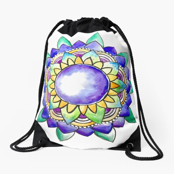 Watercolor Mandala Drawstring Bag