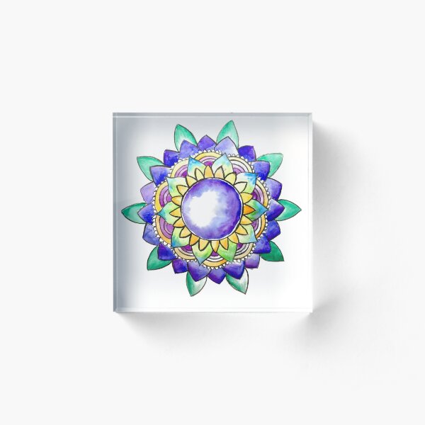 Watercolor Mandala Acrylic Block