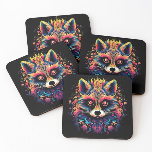 Item preview, Psychedelic Cute Raccoon: Playful Forest Friend designed and sold by PsyCloth.