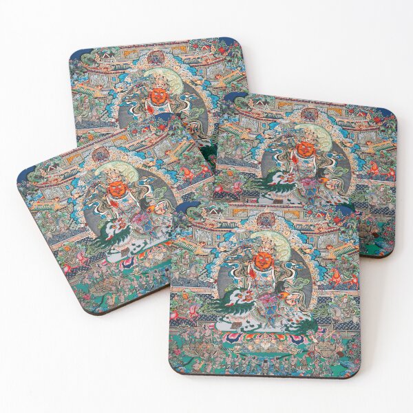 Item preview, Treasure Heavenly King Blue Thangka Buddhism Fine Art Prints  designed and sold by Mulan-Prints.