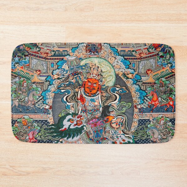 Item preview, Treasure Heavenly King Blue Thangka Buddhism Fine Art Prints  designed and sold by Mulan-Prints.