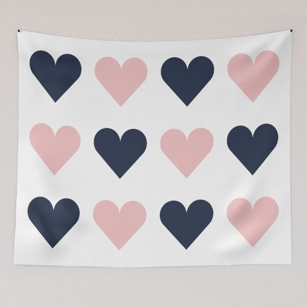 Item preview, Large NAVY BLUE, BABY PINK & WHITE LOVE HEARTS designed and sold by RachelMacht.