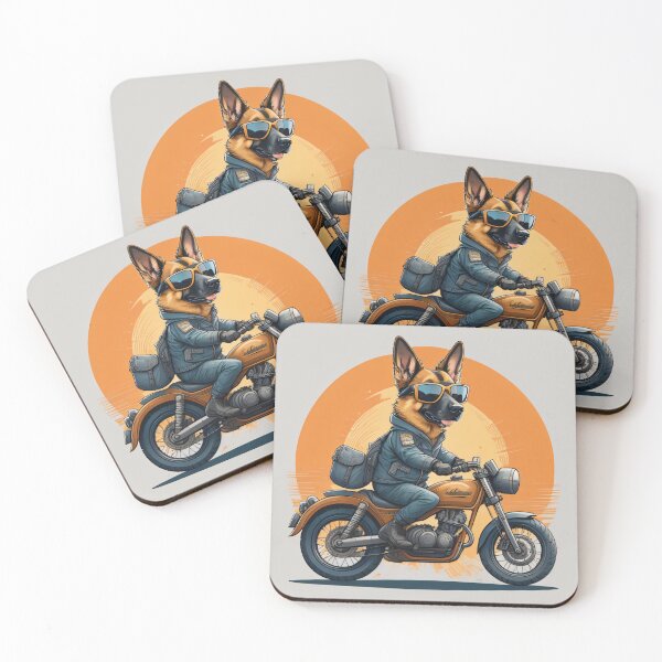 Item preview, Cartoon German Shepherd Dog Riding Motorcycle designed and sold by GSDDESIGNMERCH.