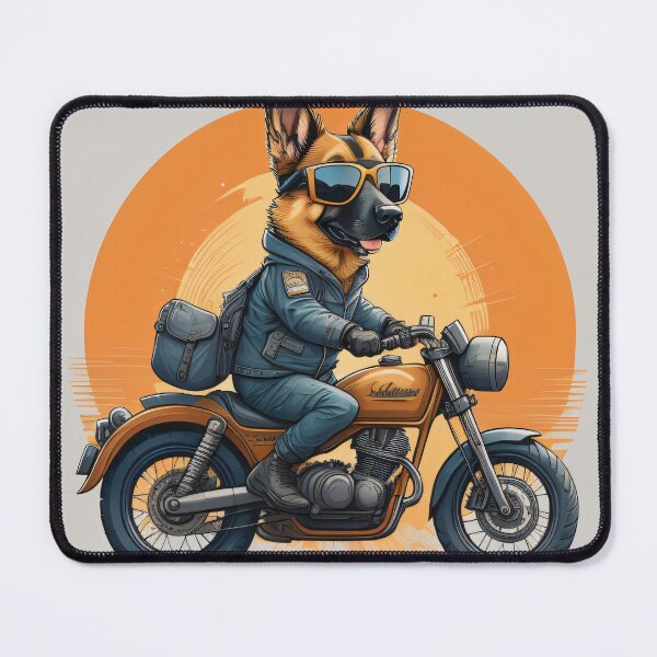 Item preview, Cartoon German Shepherd Dog Riding Motorcycle designed and sold by GSDDESIGNMERCH.