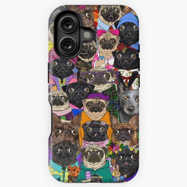 Vista previa del artículo con la obra «Funda para móvil Squishy Pugs», diseñado y vendido por FivePugs.