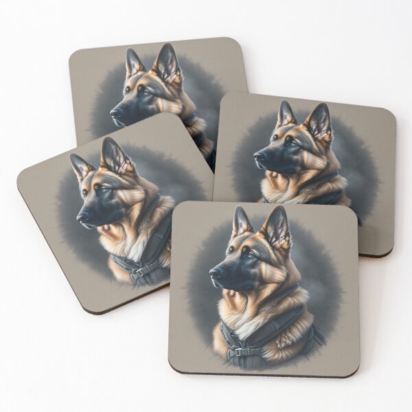 Artikelvorschau, Porträt eines Deutschen Schäferhundes im Militärstil entworfen und verkauft von GSDDESIGNMERCH.