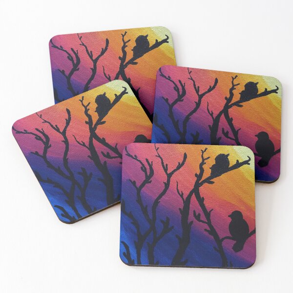 Item preview, Silhouette of Birds Perching Against a Rainbow Background designed and sold by erutan42.
