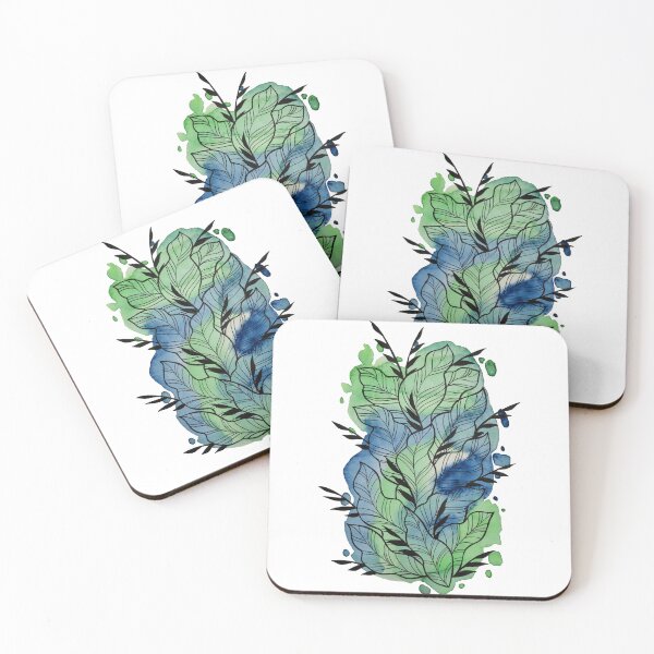 Item preview, Blue Green Watercolor Leafage Ben designed and sold by BEATRIZKOBORI.
