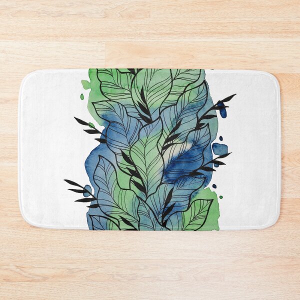 Item preview, Blue Green Watercolor Leafage Ben designed and sold by BEATRIZKOBORI.