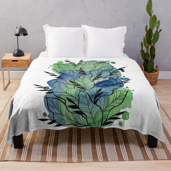 Item preview, Blue Green Watercolor Leafage Ben designed and sold by BEATRIZKOBORI.