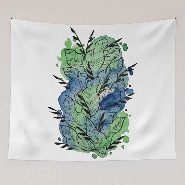 Item preview, Blue Green Watercolor Leafage Ben designed and sold by BEATRIZKOBORI.