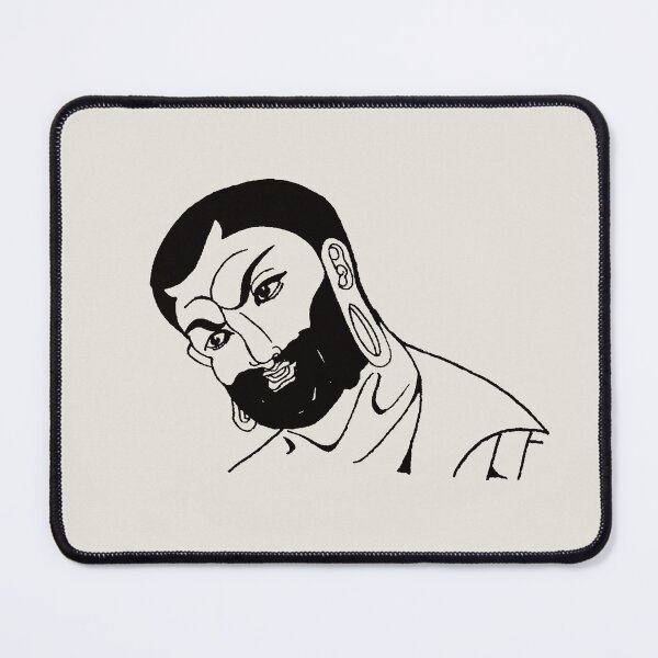 Item preview, Funny Bearded Man Buddha Head Sketch Bitonal designed and sold by Mulan-Prints.