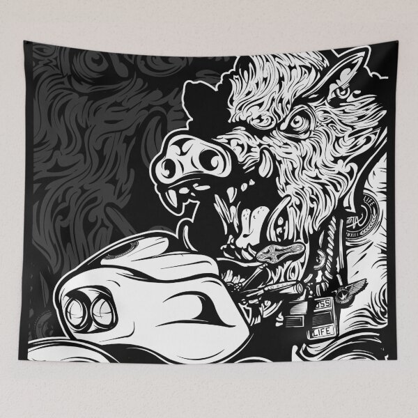 Item preview, Biker Boss HOGG Motorcycle club wild animal illustration designed and sold by Fragoutdesign.
