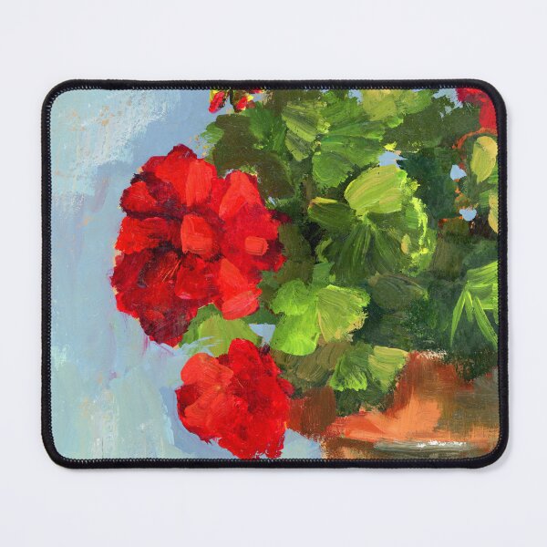 Item preview, Little Red Geranium Flower Oil Painting designed and sold by Anne Marie Propst.