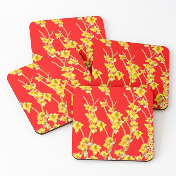 Item preview, GOLDEN SPRING FLORALS PATTERN RED ART designed and sold by sharlesart.