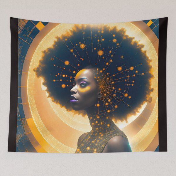 Item preview, Stunning Afrofuturist Portrait of an Ultra Stylish Black Woman designed and sold by bobbi-gyre.