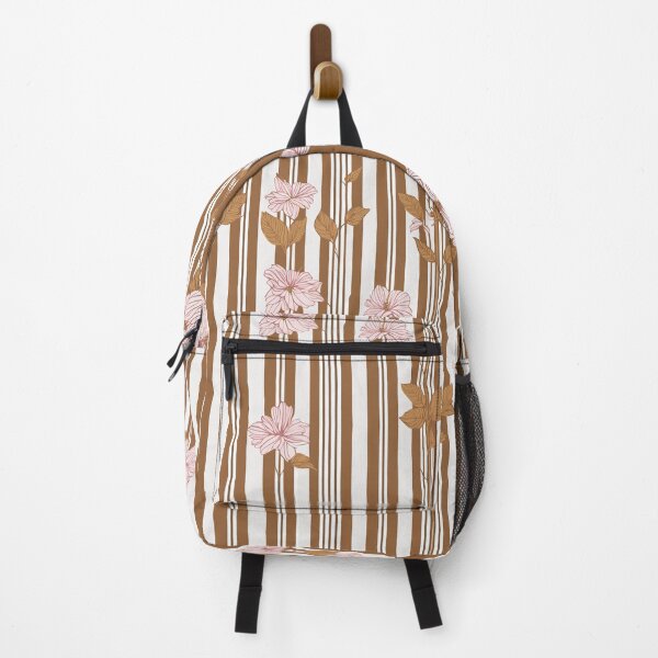 Item preview, A Striped Wallpaper with Pink Flowers and Brown Stripes designed and sold by Salahuddin190.