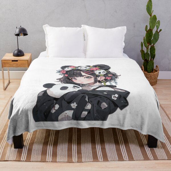 Item preview, Cute Manga Girl Cuddling a Panda designed and sold by RetroPrints.